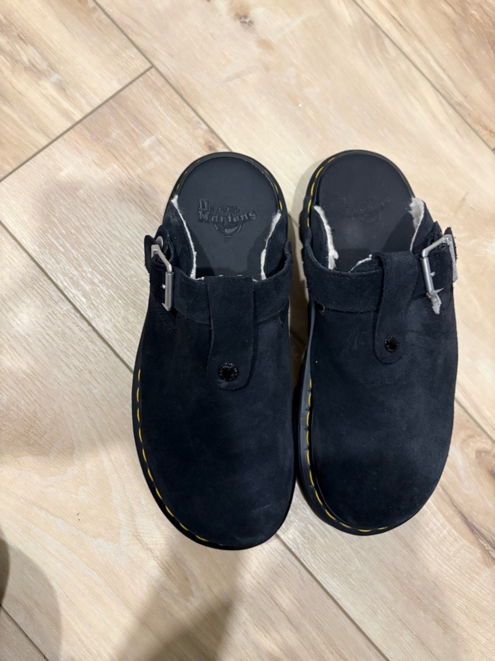 Dr. Martens Zebzag Suede Fleece-Lined Platform Mules. - Picture 3 of 9